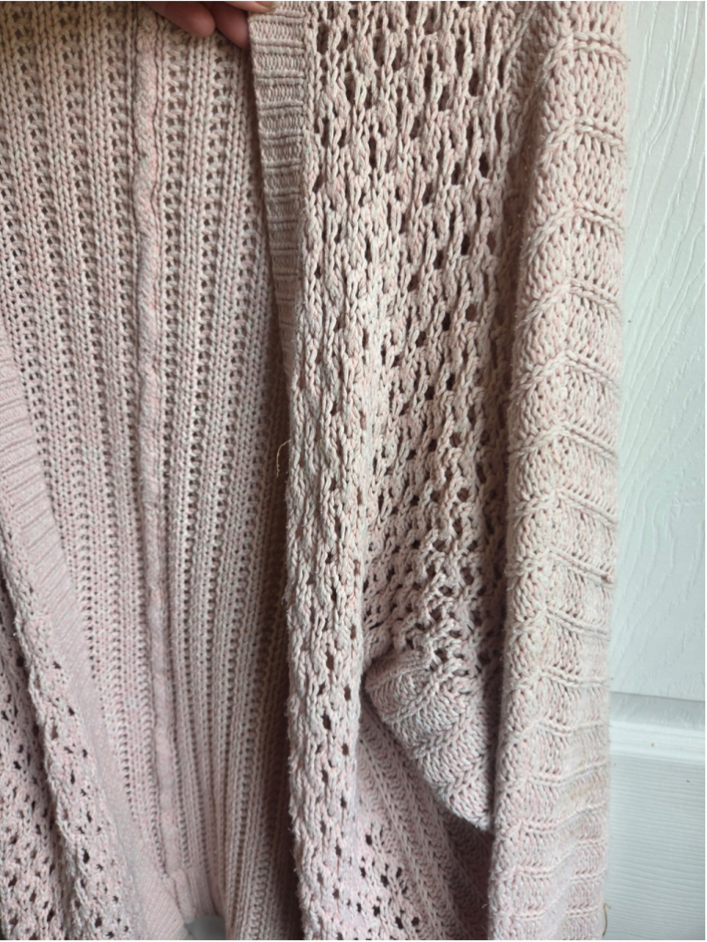 Women's Kimchi Blue Open Knit Cardigan Sweater Pink Size S